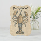 Lobster Illustration Antiek Maine Seafood Kaart (Staand voorkant)