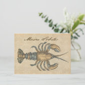 Lobster Illustration Antiek Maine Seafood Kaart (Staand voorkant)