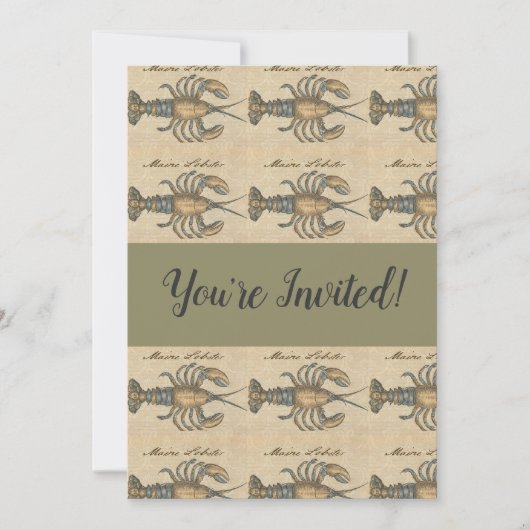 Lobster Illustration Antiek Maine Seafood Kaart (Voorkant)