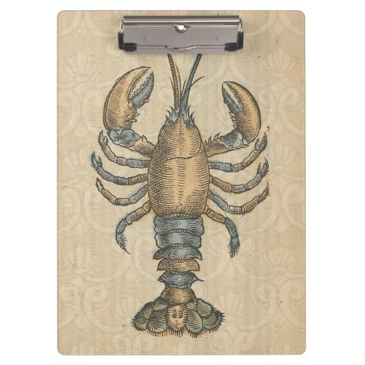 Lobster Illustration Antiek Maine Seafood Klembord (Voorkant)