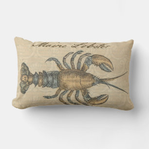 Lobster Illustration Antiek Maine Seafood Kussen