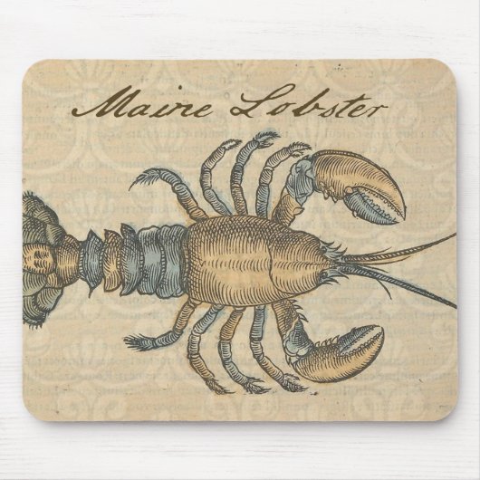 Lobster Illustration Antiek Maine Seafood Muismat (Voorkant)