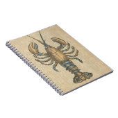 Lobster Illustration Antiek Maine Seafood Notitieboek (Rechterzijde)
