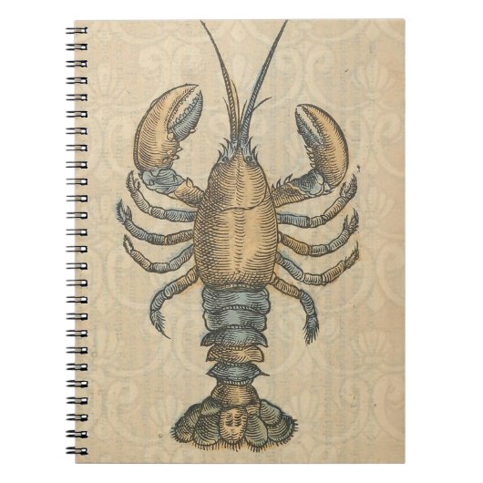 Lobster Illustration Antiek Maine Seafood Notitieboek (Voorkant)