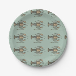 Lobster Illustration Antiek Maine Seafood Papieren Bordje