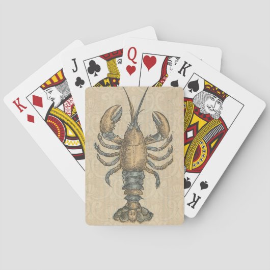 Lobster Illustration Antiek Maine Seafood Pokerkaarten (Achterkant)