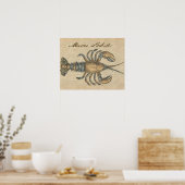 Lobster Illustration Antiek Maine Seafood Poster (Keuken)