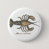 Lobster Illustration Antiek Maine Seafood Ronde Button 5,7 Cm (Voorkant)