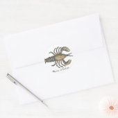 Lobster Illustration Antiek Maine Seafood Ronde Sticker (Envelop)