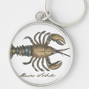 Lobster Illustration Antiek Maine Seafood Sleutelhanger