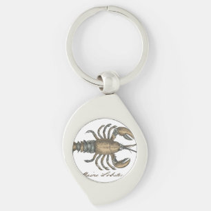 Lobster Illustration Antiek Maine Seafood Sleutelhanger