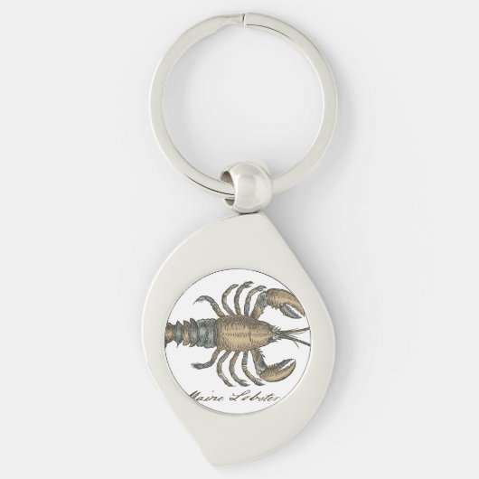 Lobster Illustration Antiek Maine Seafood Sleutelhanger (Voorkant)