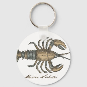 Lobster Illustration Antiek Maine Seafood Sleutelhanger