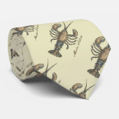 Lobster Illustration Antiek Maine Seafood Stropdas (Opgerold)