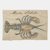 Lobster Illustration Antiek Maine Seafood Theedoek (Horizontaal)