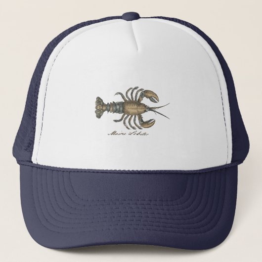 Lobster Illustration Antiek Maine Seafood Trucker Pet (Voorkant)