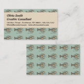 Lobster Illustration Antiek Maine Seafood Visitekaartje (Voorkant / Achterkant)