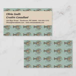 Lobster Illustration Antiek Maine Seafood Visitekaartje