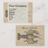 Lobster Illustration Antiek Maine Seafood Visitekaartje (Voorkant / Achterkant)