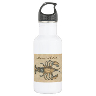 Lobster Illustration Antiek Maine Seafood Waterfles