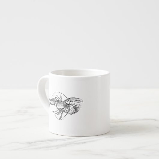 Lobster Illustration Espresso Kop (Links)
