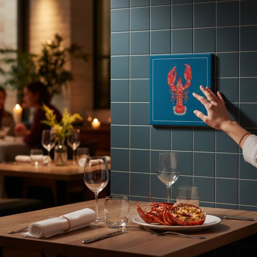 Lobster Illustration Nautical Kitchen Tile Tegeltje