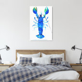 Lobster in blue canvas afdruk (Insitu (Slaapkamer))