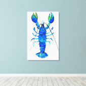 Lobster in blue canvas afdruk (Insitu (Houten vloer))