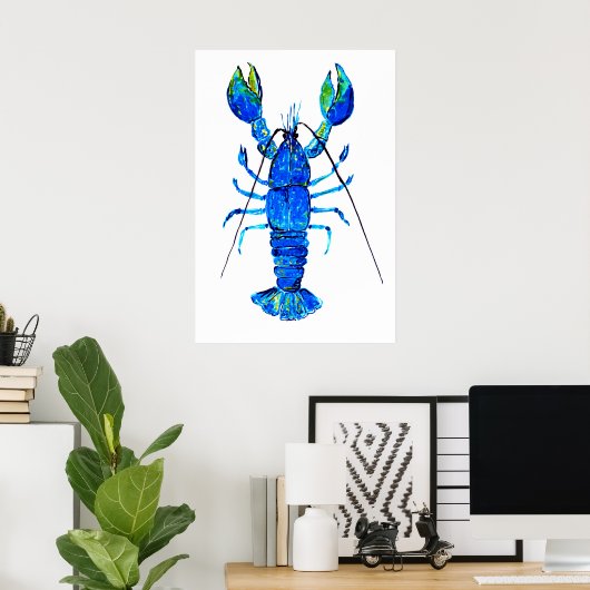 Lobster in blue poster (Thuiskantoor)