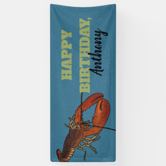 Lobster in het Blue Zee Personalized Spandoek (Verticaal)