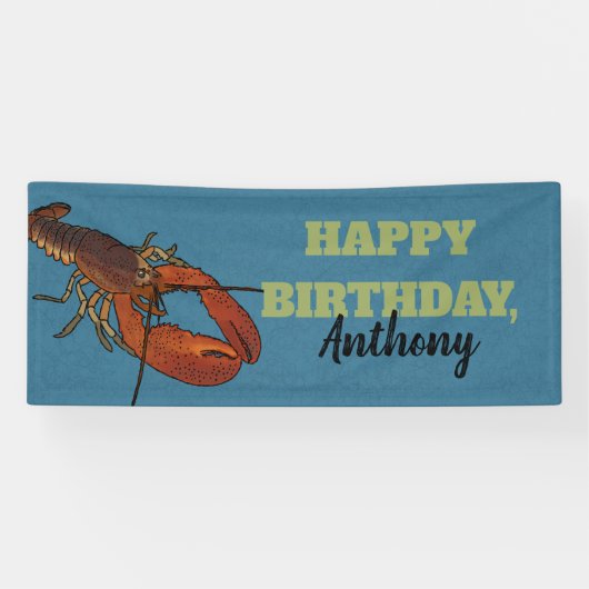 Lobster in het Blue Zee Personalized Spandoek (Horizontaal)