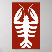  Lobster in het Wit, Art Deco Seafood Poster (Voorkant)