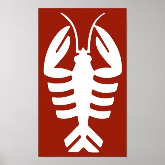  Lobster in het Wit, Art Deco Seafood Poster (Voorkant)