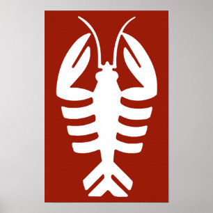 Lobster in het Wit, Art Deco Seafood Poster