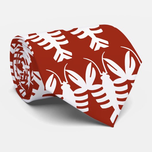 Lobster in het Wit, Art Deco Seafood Stropdas (Opgerold)