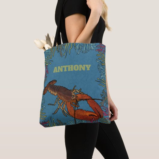 Lobster in het Zee Gepersonaliseerd Tote Bag (Dichtbij)
