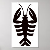  Lobster in het zwart, Art Deco Seafood Poster (Voorkant)