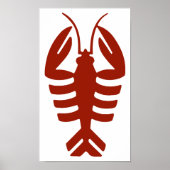  Lobster in rood, Art Deco Seafood Poster (Voorkant)