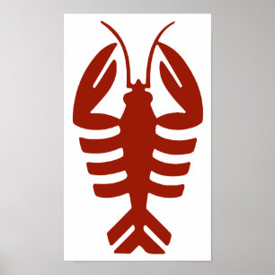  Lobster in rood, Art Deco Seafood Poster