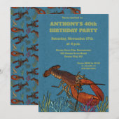 Lobster in Zee Custom Birthday Party Kaart (Voorkant / Achterkant)