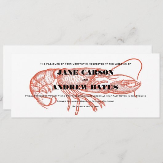 Lobster Invitation Kaart (Voorkant / Achterkant)