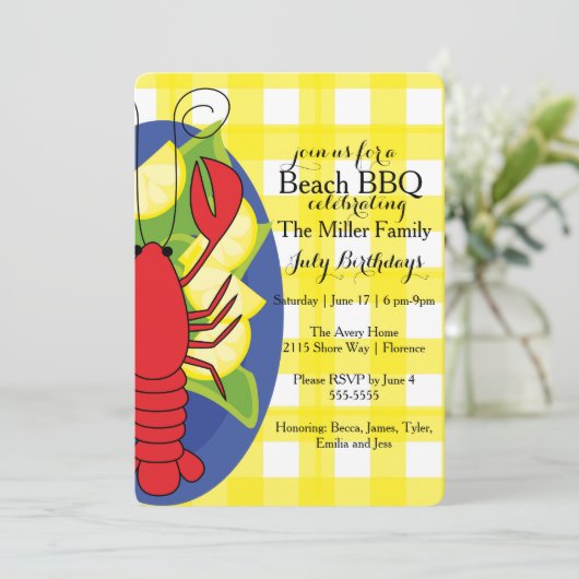 Lobster Invitation Kaart (Staand voorkant)