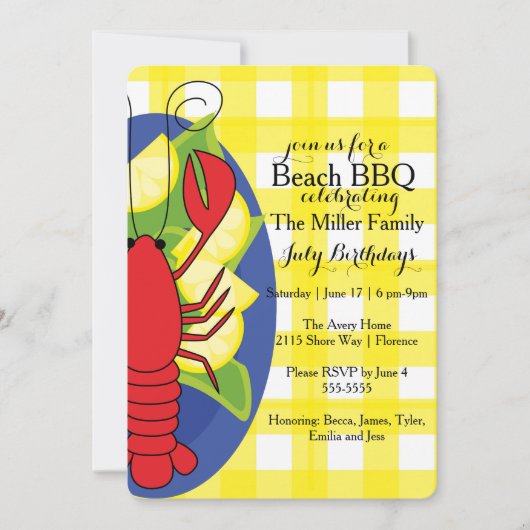 Lobster Invitation Kaart (Voorkant)