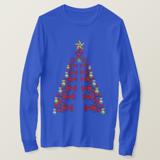 Lobster kerstboom, schattige shirt blauw (Design voorkant)