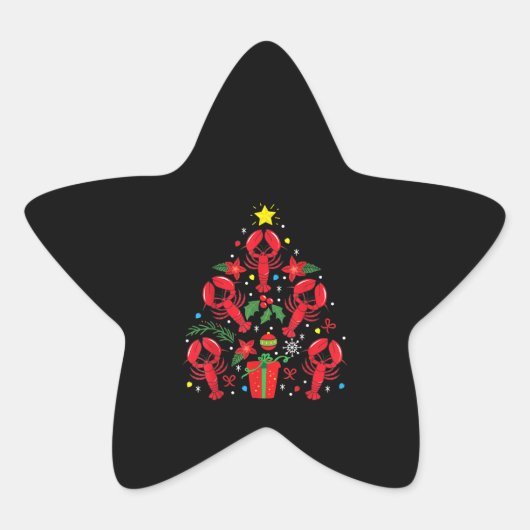 Lobster kerstboomversiering Funny Xmas Gift Ster Sticker (Voorkant)
