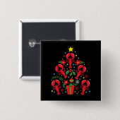 Lobster kerstboomversiering Funny Xmas Gift Vierkante Button 5,1 Cm (Voorkant /achterkant)