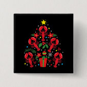Lobster kerstboomversiering Funny Xmas Gift Vierkante Button 5,1 Cm (Voorkant)