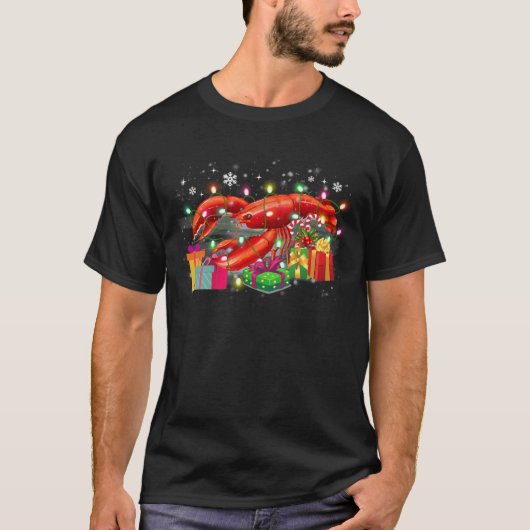 Lobster-kerstPet Lichte familie Xmas cadeau T-shirt (Voorkant)