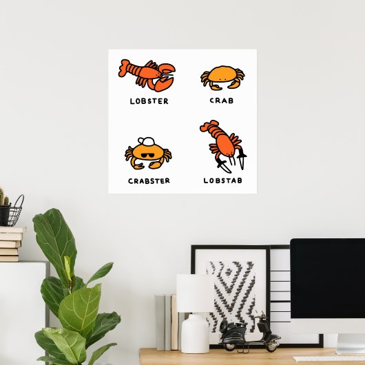 Lobster + krab poster (Thuiskantoor)