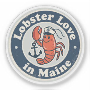 Lobster Liefde_ Maine Maritieme Kunstwerken Sticker